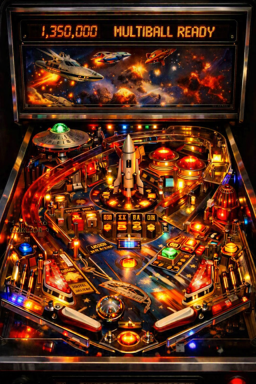 A colourful pinball machine artwork